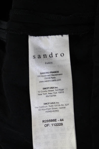 Sandro Women Blouson V-Neck Long Sleeve Polka Dot Dark Blue Zip Size S