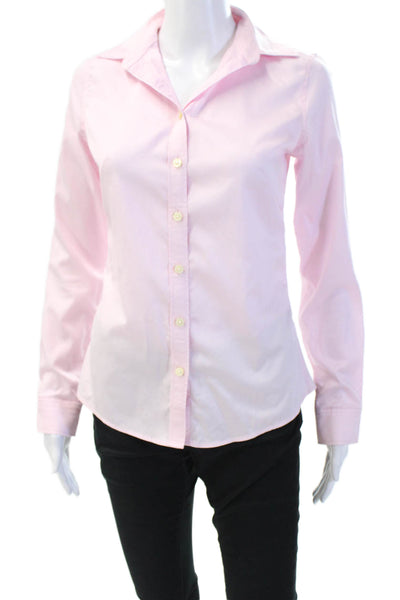 Banana Republic Women Pink Collared Long Sleeve Button-Up Blouse Size 0