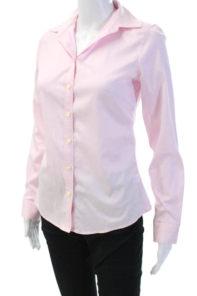 Banana Republic Women Pink Collared Long Sleeve Button-Up Blouse Size 0