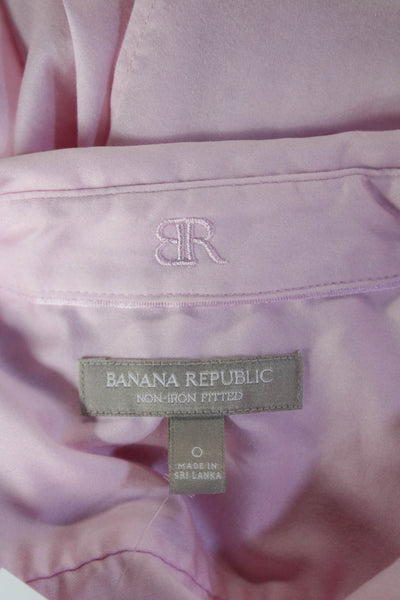 Banana Republic Women Pink Collared Long Sleeve Button-Up Blouse Size 0