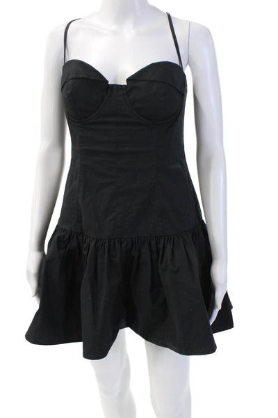 Lovers + Friends Womens Fit & Flare Mini Dress Black Sleeveless Zip Size L