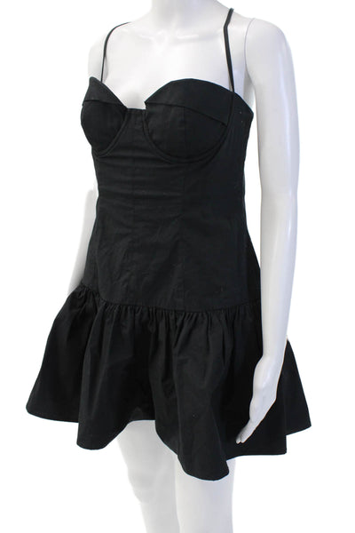 Lovers + Friends Womens Fit & Flare Mini Dress Black Sleeveless Zip Size L