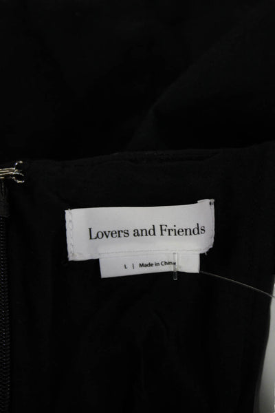 Lovers + Friends Womens Fit & Flare Mini Dress Black Sleeveless Zip Size L