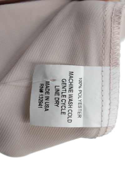 Amanda Uprichard Women Beige High Neck Button Long Sleeve Blouse Size 0P