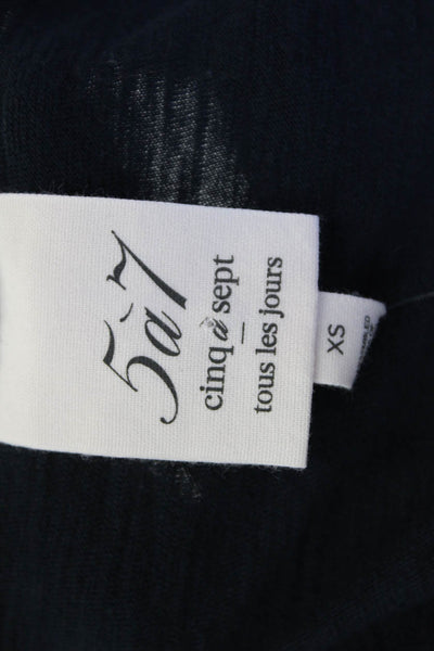 Cinq A Sept, Women Black T-Shirt Dress Crew Neck Knee-Length Cotton Size XS