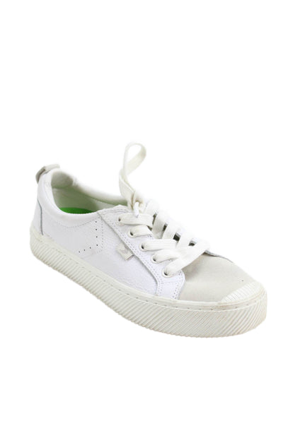 Cariuma Womens Lace Up Grain Leather Low Top Sneakers White Size 8