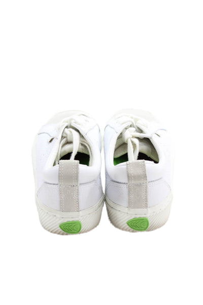 Cariuma Womens Lace Up Grain Leather Low Top Sneakers White Size 8