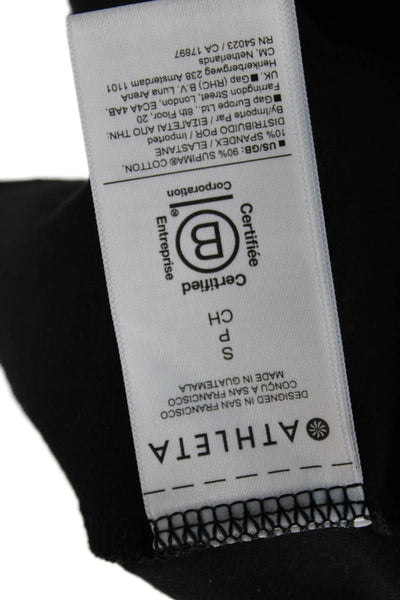Athleta Women V-Neck Black T-Shirt Short Sleeve Cotton-Spandex Petite Size S