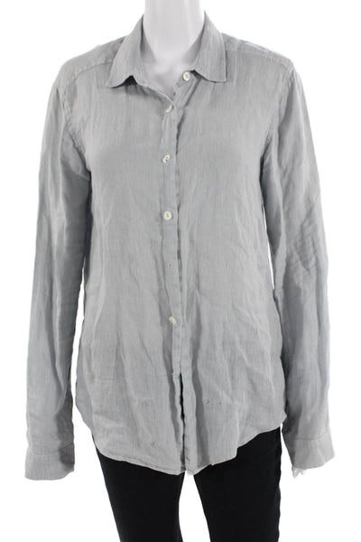 9 Seed Unisex Gray Cotton Point Collar Button-Up Long Sleeve Top Size PS