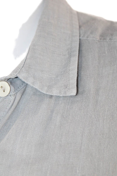 9 Seed Unisex Gray Cotton Point Collar Button-Up Long Sleeve Top Size PS