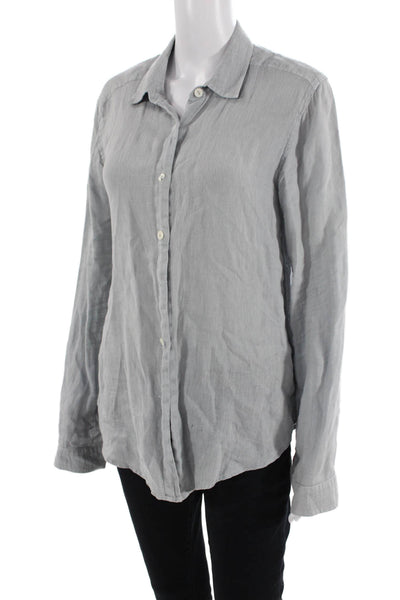 9 Seed Unisex Gray Cotton Point Collar Button-Up Long Sleeve Top Size PS