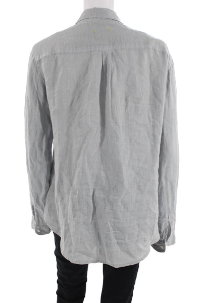 9 Seed Unisex Gray Cotton Point Collar Button-Up Long Sleeve Top Size PS