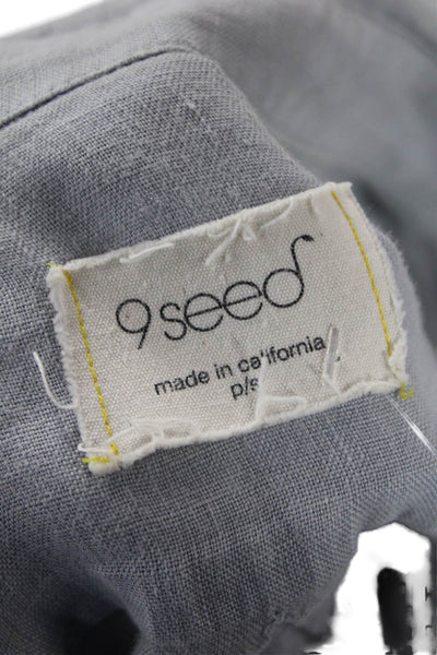 9 Seed Unisex Gray Cotton Point Collar Button-Up Long Sleeve Top Size PS