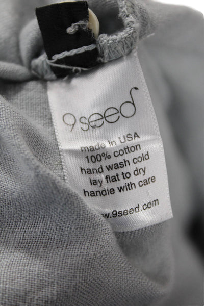 9 Seed Unisex Gray Cotton Point Collar Button-Up Long Sleeve Top Size PS