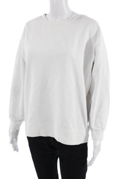 Lululemon Unisex White Pullover Sweatshirt Cotton Blend Crew Neck Size M