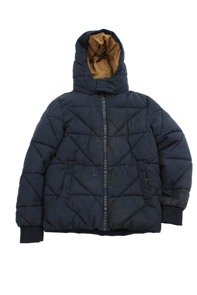 Scotch & Soda Boys Puffer Zipped Long Sleeve Hooded Coat Blue Size 12