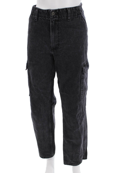 Denim Forum Unisex Cropped Cargo Pants Dark Gray 100% Cotton Size 29