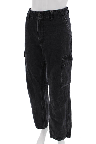 Denim Forum Unisex Cropped Cargo Pants Dark Gray 100% Cotton Size 29