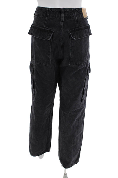 Denim Forum Unisex Cropped Cargo Pants Dark Gray 100% Cotton Size 29