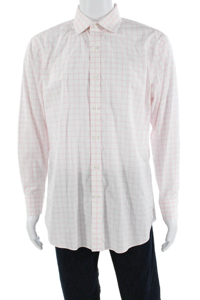 J Crew Grid Print Slim Fit Button-Down Shirt White Size XL