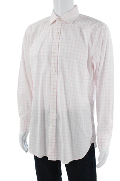 J Crew Grid Print Slim Fit Button-Down Shirt White Size XL