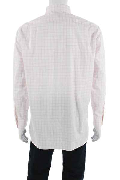 J Crew Grid Print Slim Fit Button-Down Shirt White Size XL