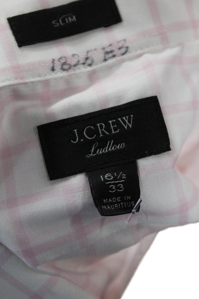 J Crew Grid Print Slim Fit Button-Down Shirt White Size XL