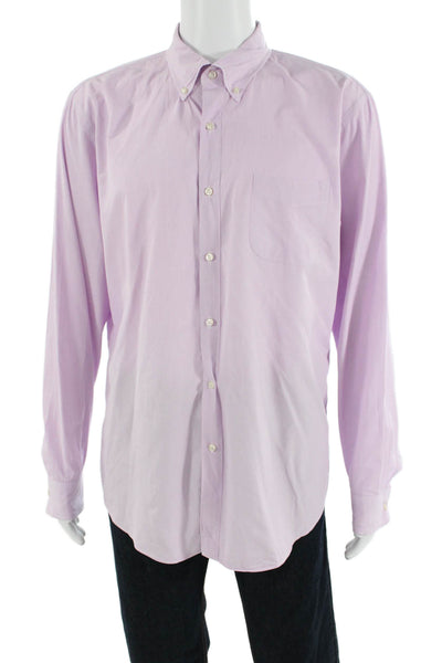 J Crew Mens Classic Fit Collared Button-Down Shirt Purple Size XL