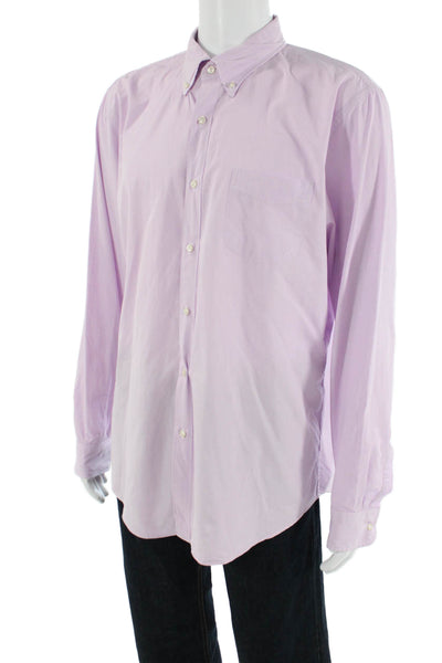 J Crew Mens Classic Fit Collared Button-Down Shirt Purple Size XL