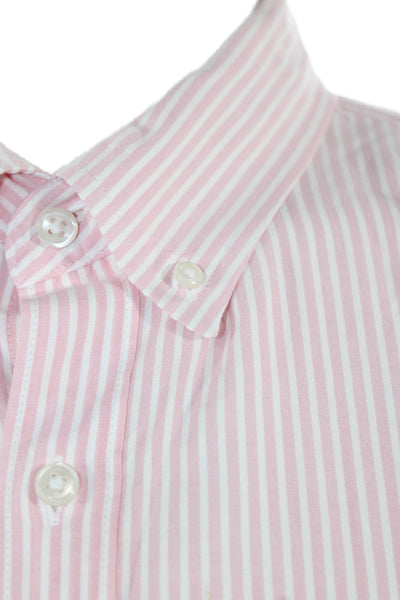 J Crew Mens Striped Print Collared Button-Down Shirt Pink Size XL