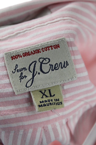 J Crew Mens Striped Print Collared Button-Down Shirt Pink Size XL