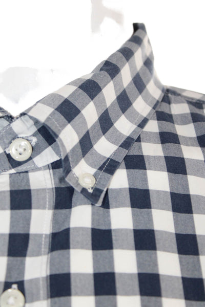 J Crew Mens Checkered Print Slim Fit Button-Down Shirt Blue Size XL