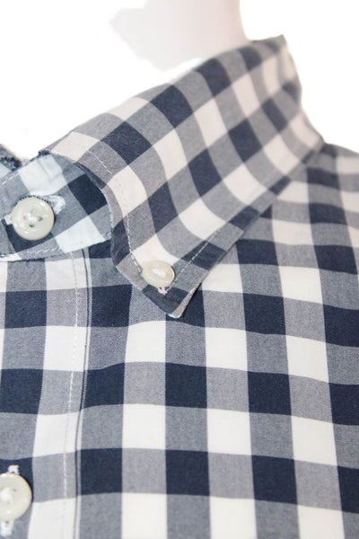 J Crew Mens Checkered Print Slim Fit Button-Down Shirt Blue Size XL