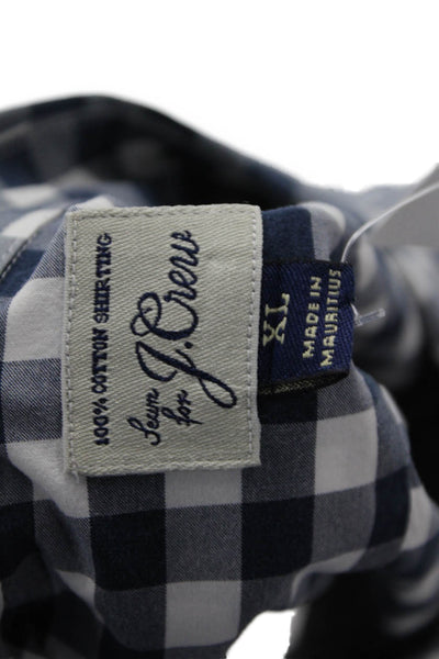 J Crew Mens Checkered Print Slim Fit Button-Down Shirt Blue Size XL