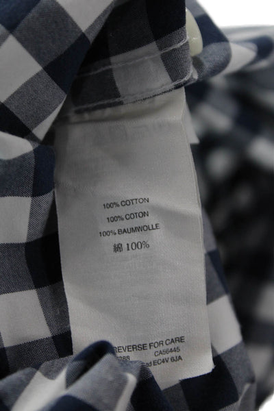 J Crew Mens Checkered Print Slim Fit Button-Down Shirt Blue Size XL