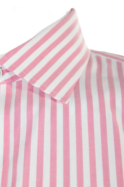 J Crew Mens Striped Collared Button-Down Shirt Pink Size 32