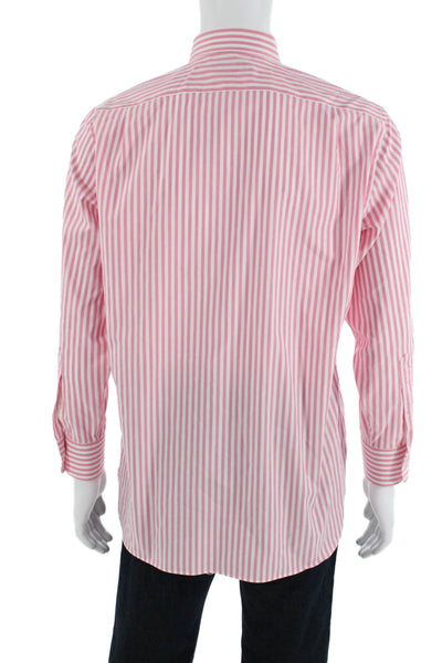 J Crew Mens Striped Collared Button-Down Shirt Pink Size 32