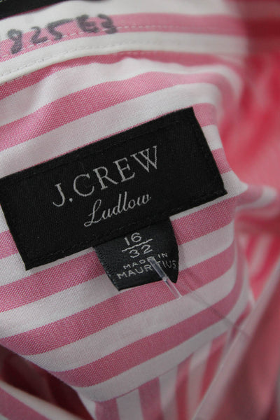 J Crew Mens Striped Collared Button-Down Shirt Pink Size 32