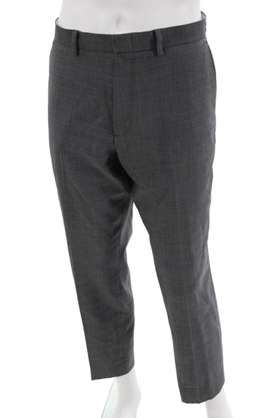 J Crew Mens Wool Flat Front Straight Dress Pants Gray Size 36