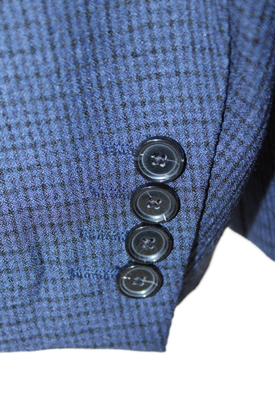 Zara Mens Striped Two-Button Collared Blazer Blue Size 44