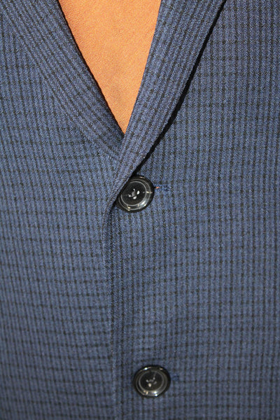 Zara Mens Striped Two-Button Collared Blazer Blue Size 44