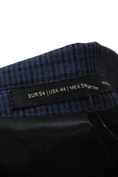Zara Mens Striped Two-Button Collared Blazer Blue Size 44