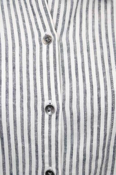 Splendid Womens Striped Linen Blend Short Sleeve Button-Up Blouse Size S