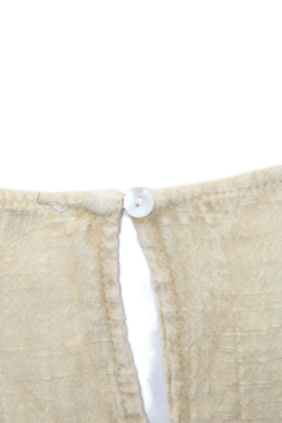 Rachel Zoe Women Beige V-Neck Tunic 3/4 Sleeve Button 100% Cotton Size M