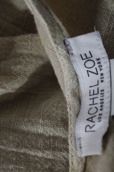 Rachel Zoe Women Beige V-Neck Tunic 3/4 Sleeve Button 100% Cotton Size M