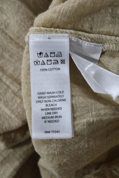 Rachel Zoe Women Beige V-Neck Tunic 3/4 Sleeve Button 100% Cotton Size M