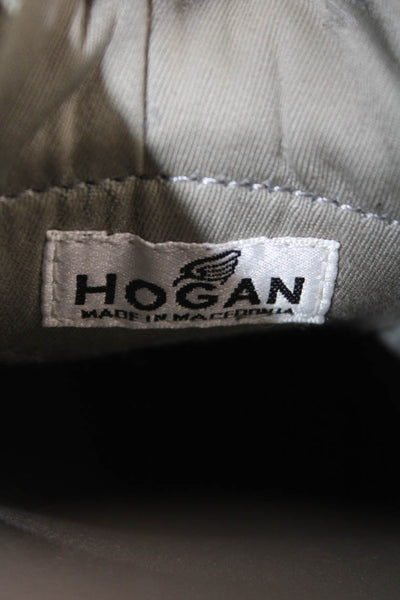 Hogan Women's Lace Up Leather Rubber Sole Trainer Sneakers Silver Size 8
