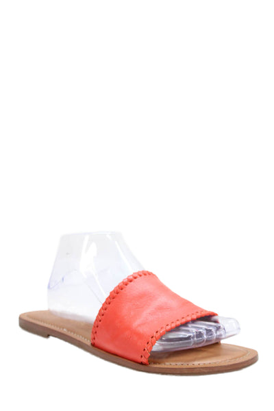 Jack Rogers Womens Leather Woven Slip On Open Toe Flat Sandals Red Size 10