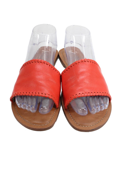 Jack Rogers Womens Leather Woven Slip On Open Toe Flat Sandals Red Size 10