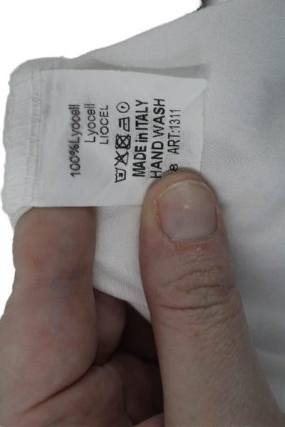 Free For Humanity Women White Lyocell Skull Tunic Button-Up 3/4 Sleeve Size L